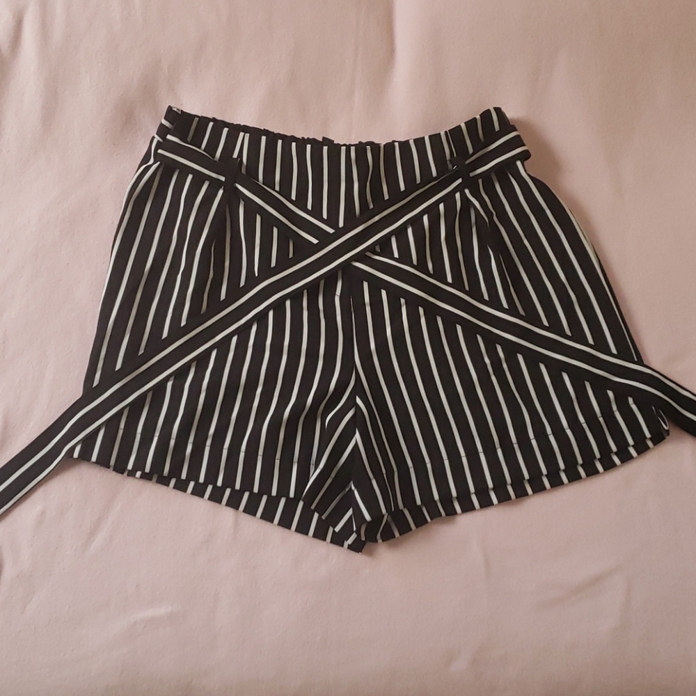 Black and White Striped Shorts